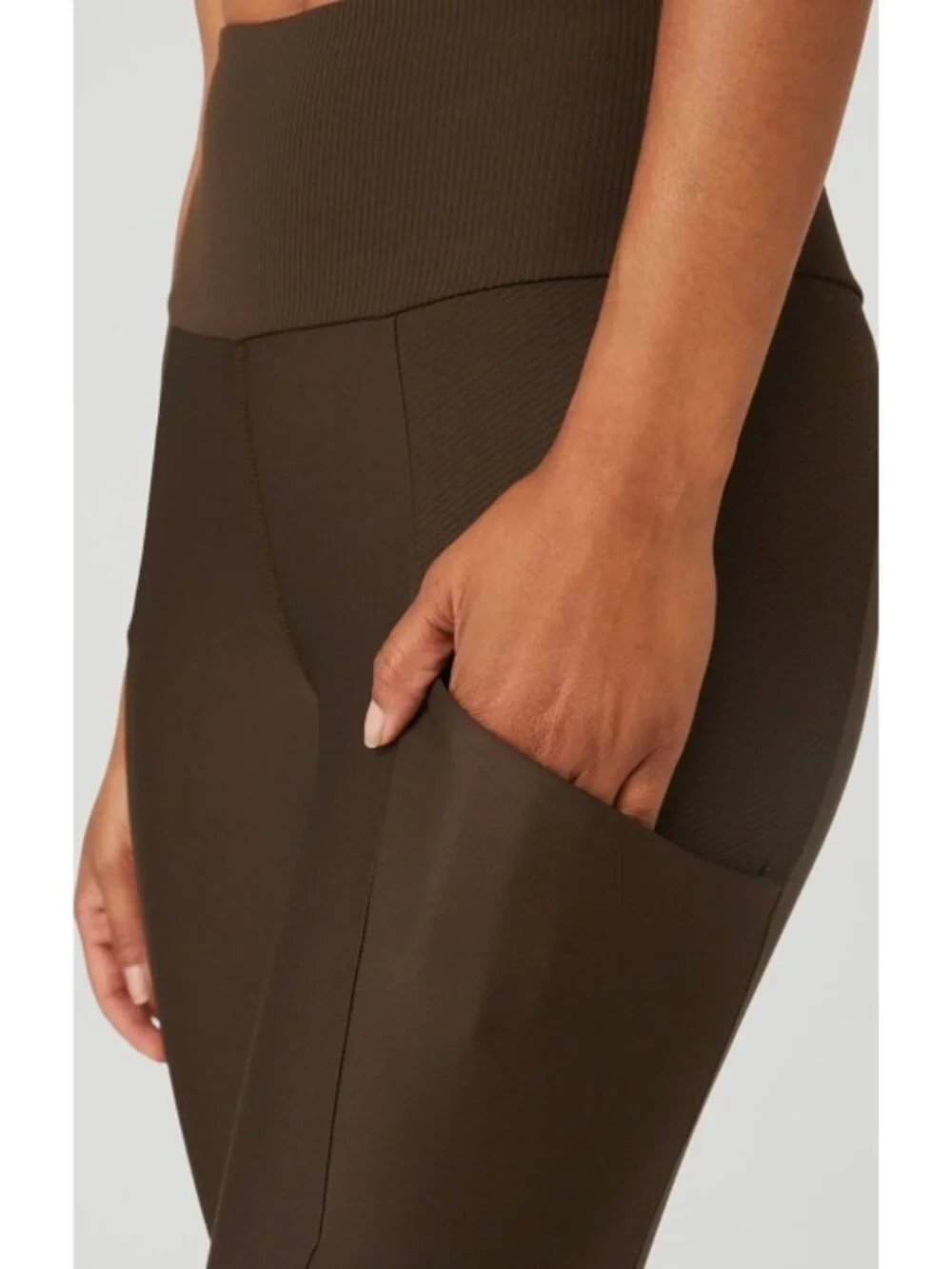 Alo Ribbed Airlift High-Waist 7/8 Enchanted Leggings Espresso Hi-Rise Waisted S